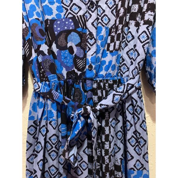 Anthropologie Porridge Blue Patchwork Mini Dress Size Medium - Picture 2 of 7